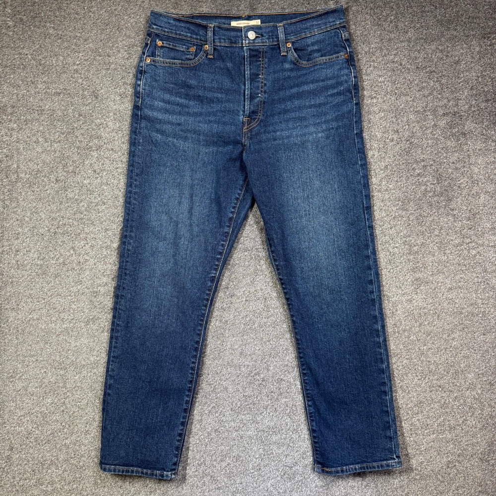 Levi's Wedgie Straight Jeans‎ Womens 32 Dark Wash Blue Denim Button Fly